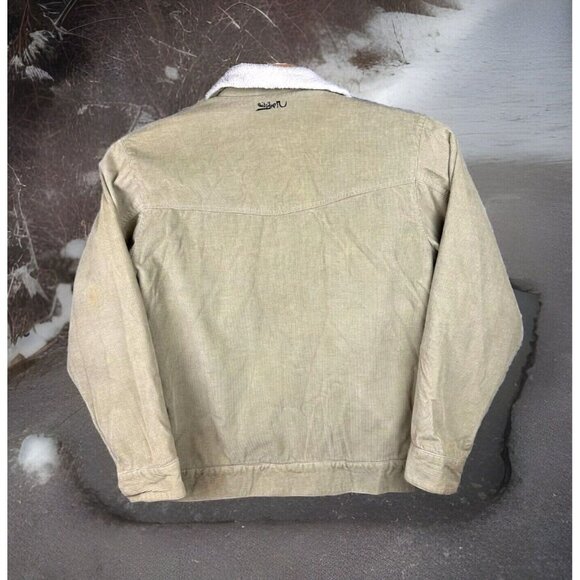 QUIKSILVER Jacket Men's L Beige Corduroy Sherpa Lined Pockets Cotton - Picture 2 of 14